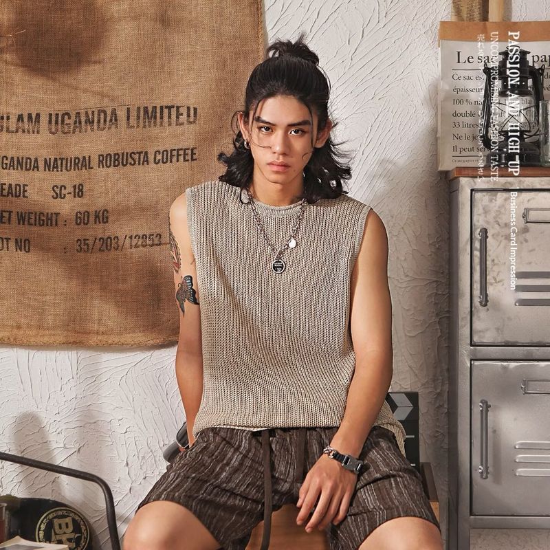 Áo len không tay style boho mát mẻ dành cho nam mùa hè