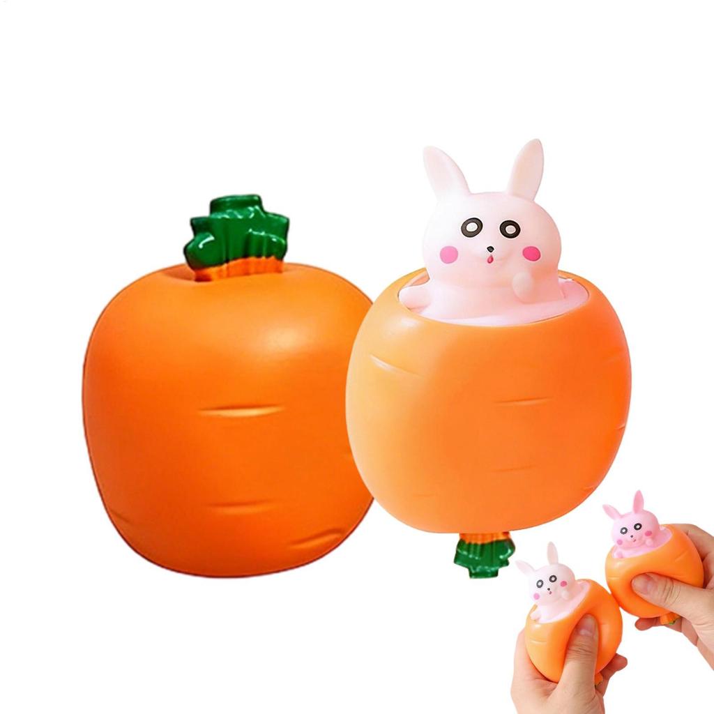 Giỏ lễ Phục sinh nhồi bông, đồ chơi bóp thỏ cà rốt Phục sinh wipqsvn