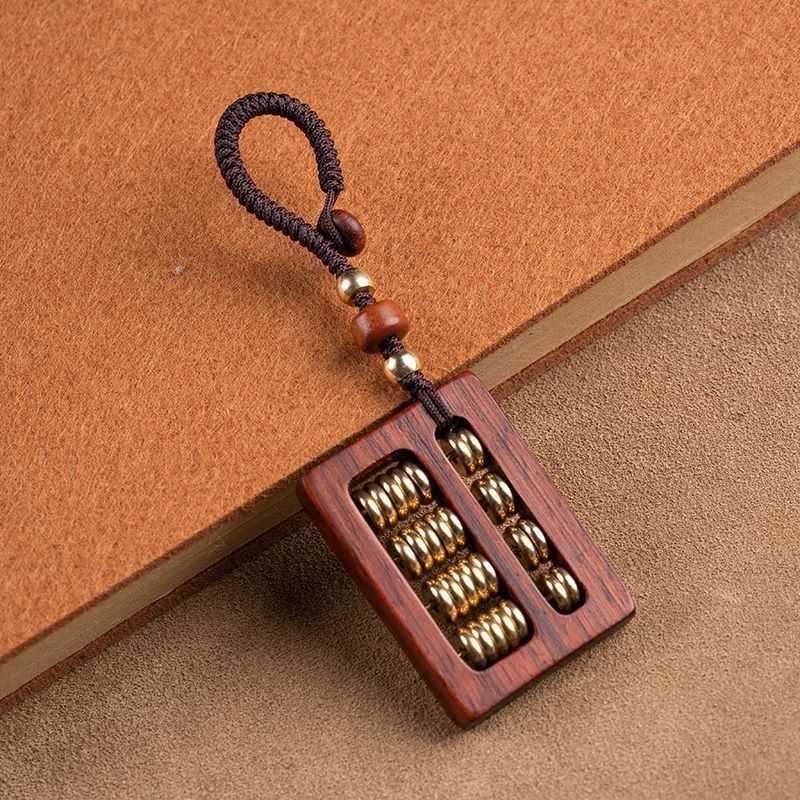 Máu Gỗ Đàn Hương Tốt Lành Ruyi Abacus Xe Móc Khóa Mặt Dây Chuyền Sáng Tạo Handmade Móc Chìa Khóa Mặt Dây Chuyền Phong Cách Cổ 26.3.12