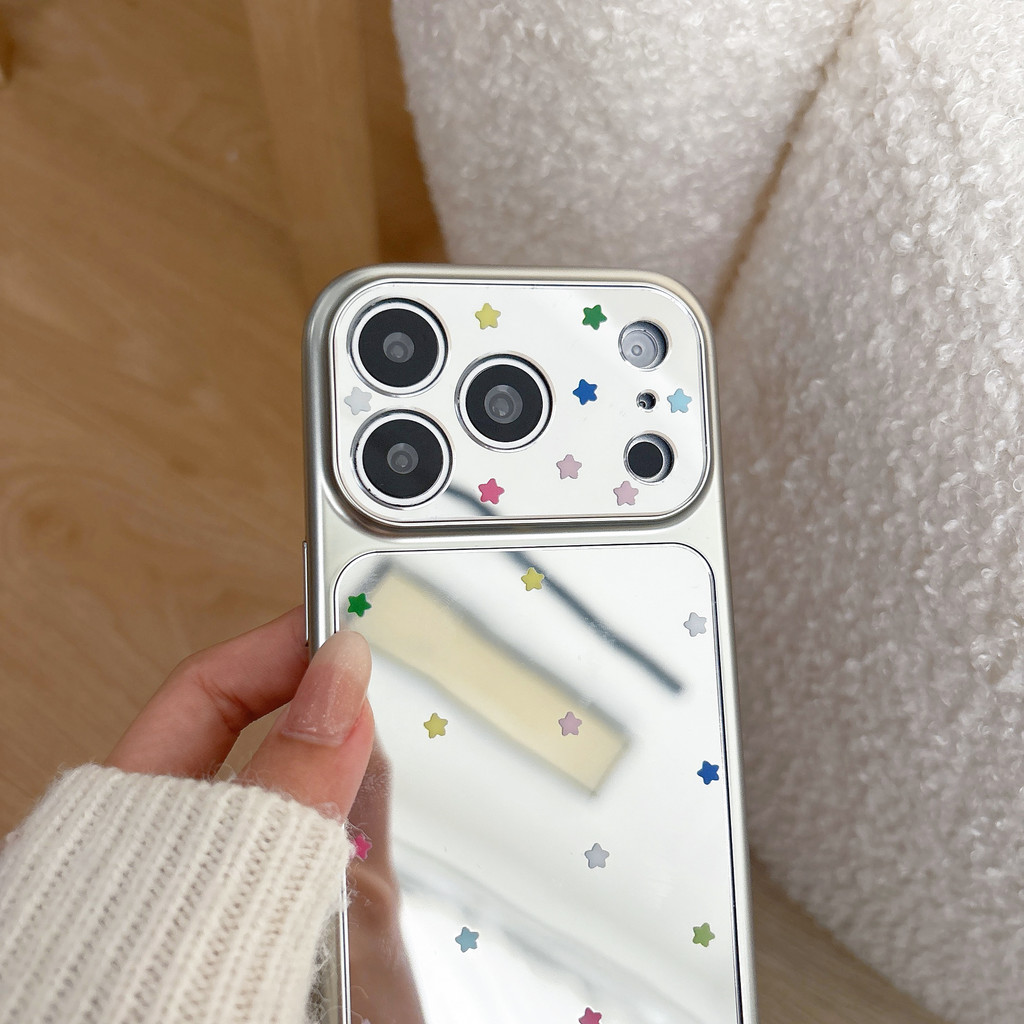 Ốp điện thoại Star Mirror đơn giản cho iPhone 17 Pro Max 17 16 15 14 13 Vỏ điện thoại chống rung