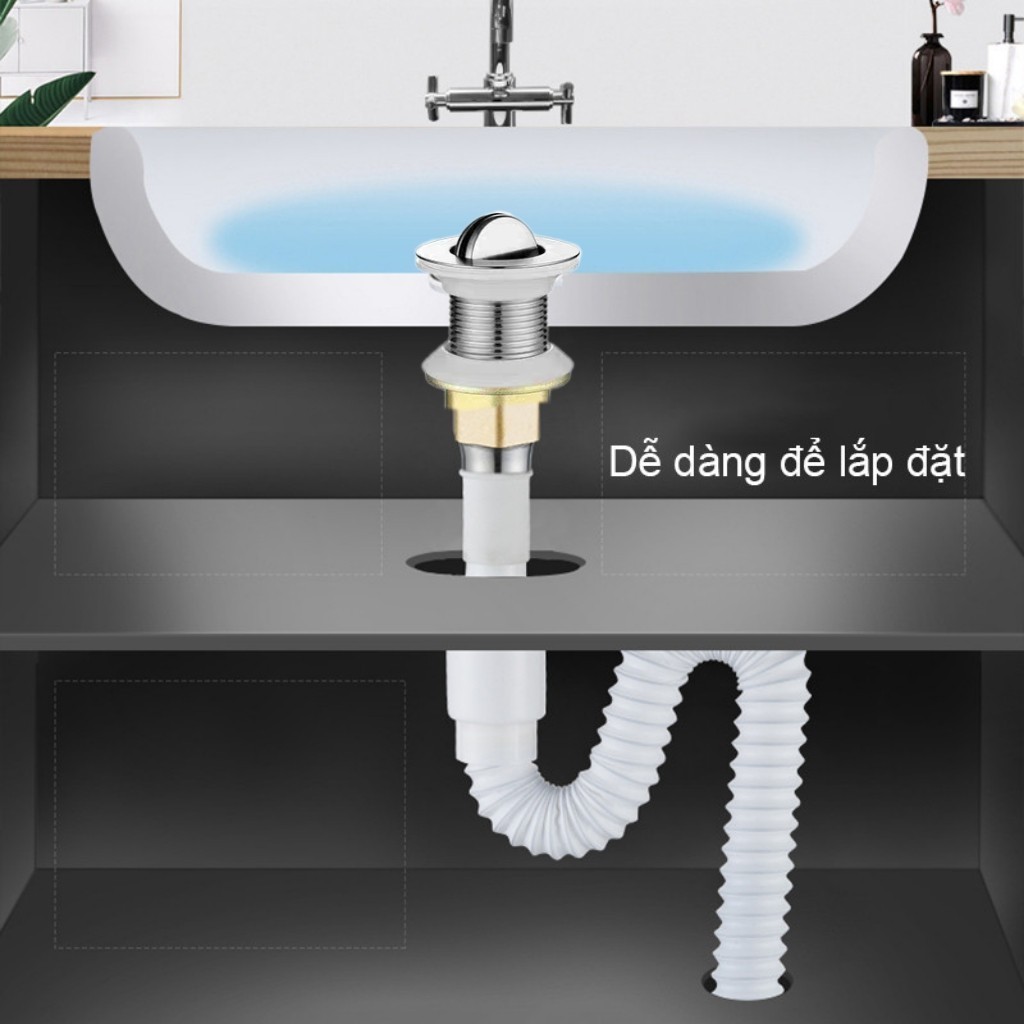 【48h】Xi phông thoát nước inox 304 chất liệu SUS304 đáng tin cậy, chống ăn mòn, phù hợp cho mọi loại lavabo phổ biến.