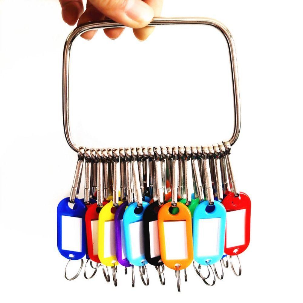 ITRUMPET Thẻ chìa khóa cửa sổ trong suốt, vòng chia kim loại, móc nhựa, nhãn giấy trống, nhiều kích cỡ