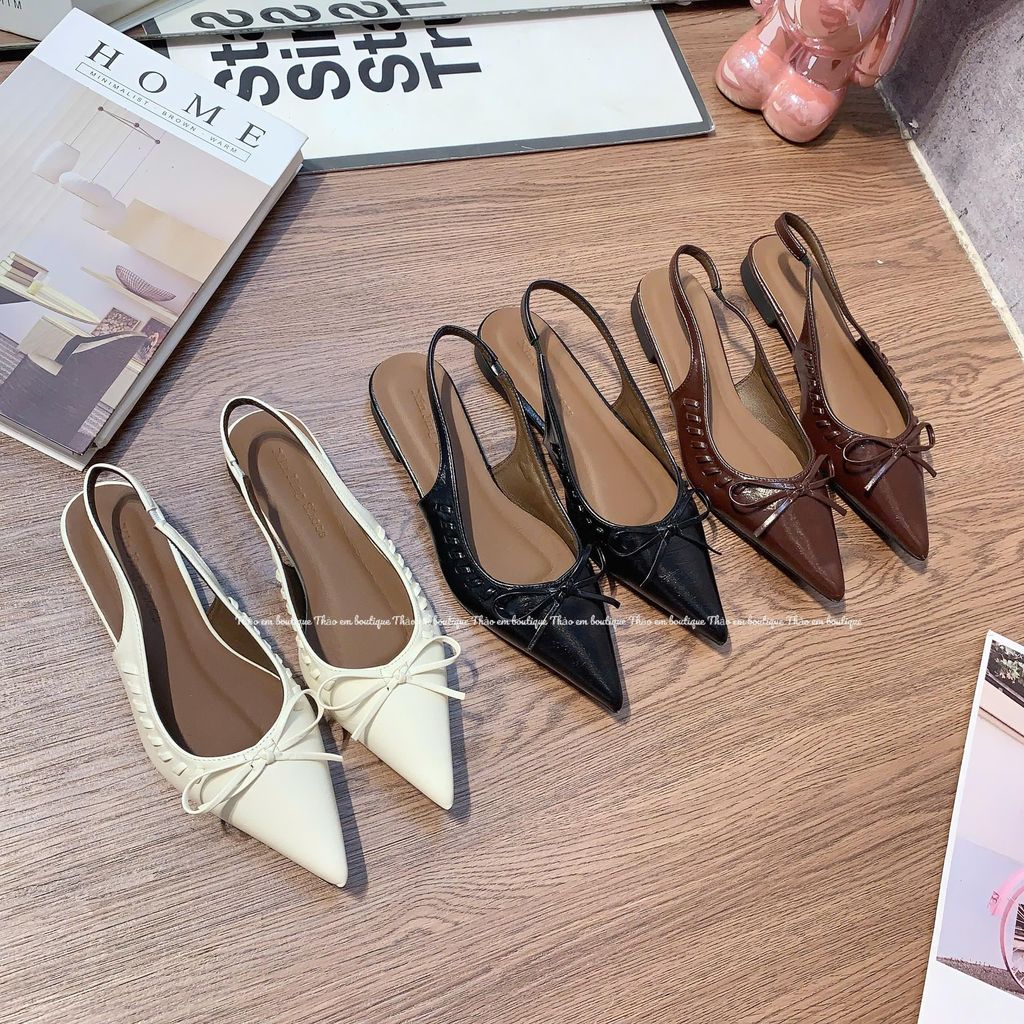 [Thảo Em - SBN223] Sục bệt nữ nhọn quảng châu nơ nhỏ có quai sau, đế bệt 1-2p [Có Sẵn]