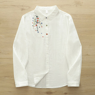 Áo sơ mi nữ 100% cotton, thêu hoa nhỏ, phù hợp mọi season