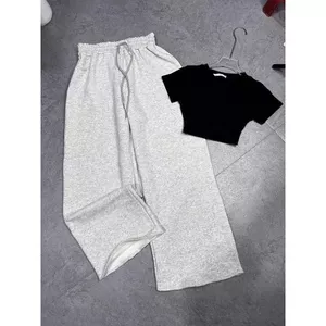 SÉT BỘ QUẦN DÀI 2 DA DÁNG DÀI MÀU XÁM ĐẬM+MIX ÁO CROPTOP TRƠN ĐỘC ĐÁO-CHANG3158