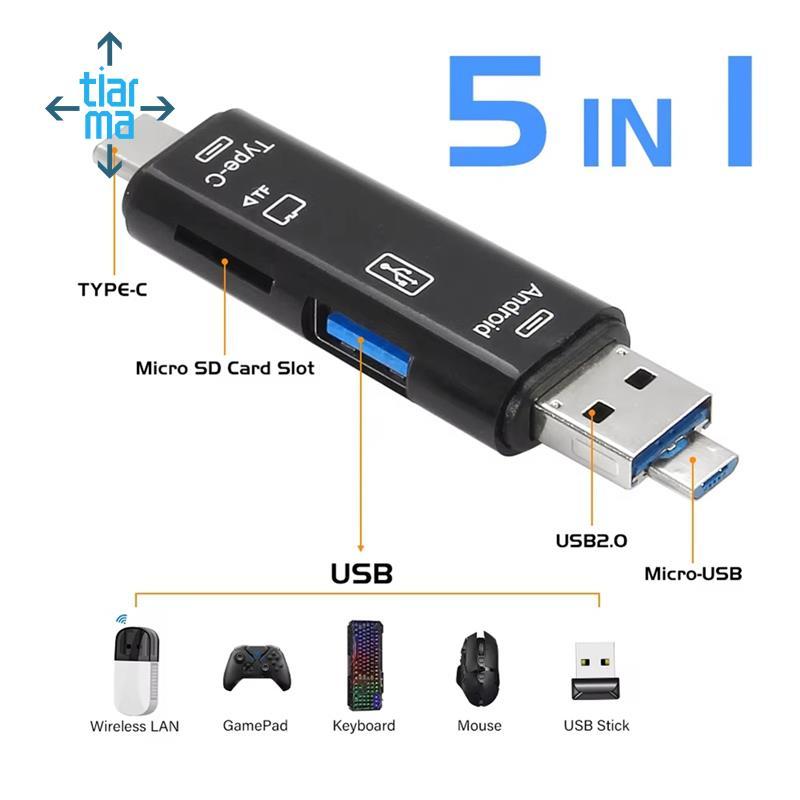 Đa Năng Cho Android Cho Máy Tính USB 3.0 Loại C USB Micro USB SD TF Đầu Đọc Thẻ Nhớ Dock OTG Loại C Adapter Trắng