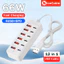 Bộ chia USB đa cổng 12 trong 1 Dải nguồn 66W 6USB + 6Type C Sạc nhanh USB HUB Adapter Ổ cắm cho điện thoại Văn phòng tại nhà
