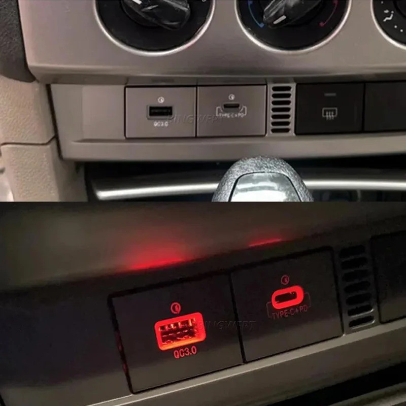 HL PD Type-C USB Ổ cắm sạc nhanh Bộ chuyển đổi sạc nhanh QC3.0 Công tắc ổ cắm điện cho Ford Focus 2 Mk2 2009 2010 2011