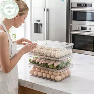 Hộp đựng bánh bao có thể ổn định PUSKY có nắp chặt Hộp đựng thực phẩm trong suốt cho tủ lạnh Tổ chức thức ăn và Bảo quản đồ ăn chuẩn bị bữa ăn VN