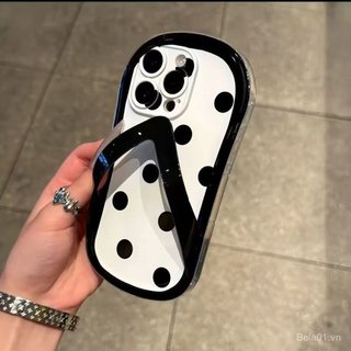 Ốp Điện Thoại Thích Hợp Cho iPhone Chấm Bi Sọc Lật Thích Hợp Cho iPhone16 / 15pro Dép 17promax Vỏ Điện Thoại 14 13 Sáng Tạo 12 / 11 Vỏ Bảo Vệ 2BGF