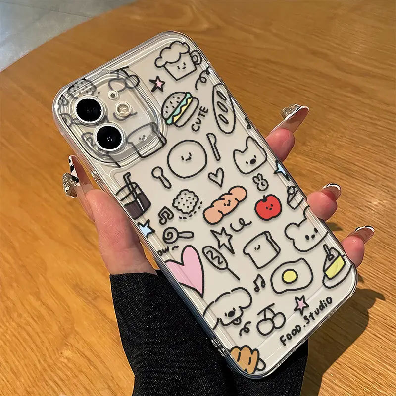 Ốp Silicon Trong Suốt Graffiti Cho iPhone 11-16 Pro Max