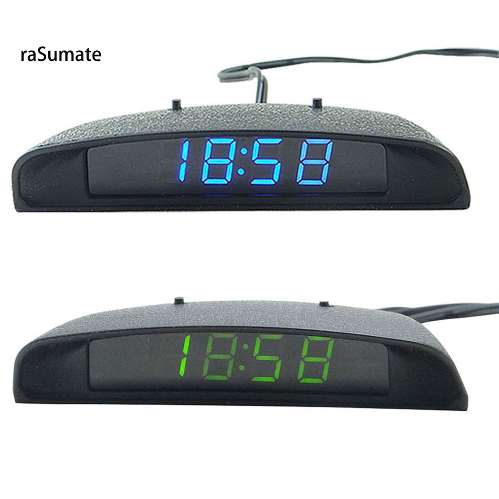 < rasumate > Đồng hồ điện tử Tấm che bóng chức năng 3 trong 1 Đồng hồ điện tử LED ABS cho ô tô
