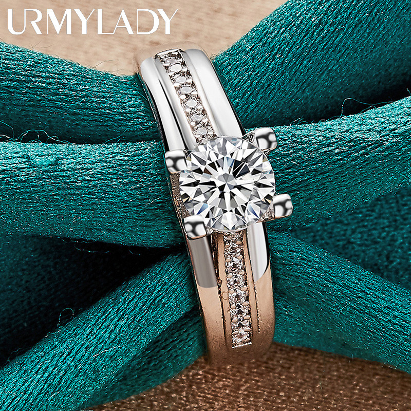 Nhẫn bạc 925 sáng bóng với đá zircon, phù hợp tiệc cưới và thời trang hàng ngày