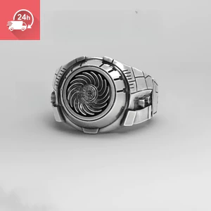 Tính khí thời trang handmade mecha sci-fi động cơ bạc Thái Lan có thể điều chỉnh nhẫn nam