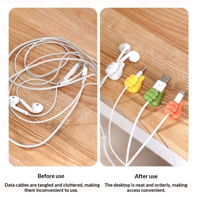 Bộ sắp xếp cáp hình ngón tay cái Máy tính để bàn Dây quản lý Giá đỡ dây lưu trữ cho tai nghe Cuộn dây chuột
