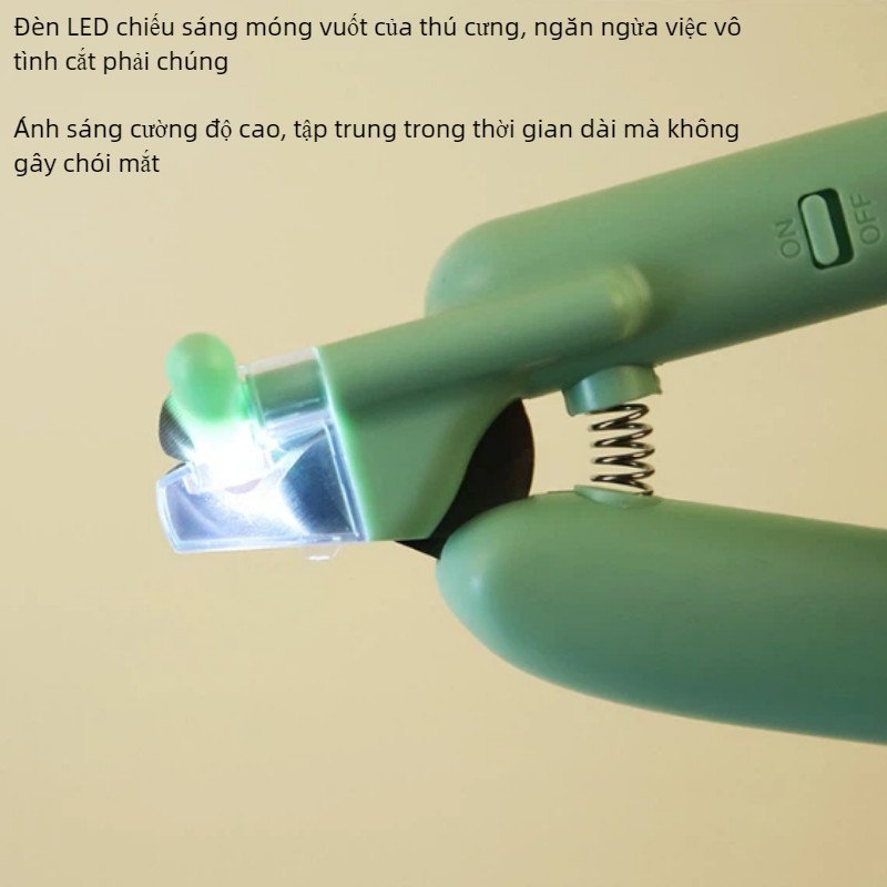 Kìm cắt móng thú cưng đèn LED soi mạch máu khóa an toàn cắt mài 2 trong 1 phù hợp chó mèo mọi giống