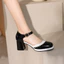 VNMZG34-39 Size Lớn Ren Nông Miệng Khóa Dây Đeo Baotou Giày Đơn Màu Sắc Phù Hợp Với Ngón Chân Tròn Mary Jane Giày Đi Lại Hàng Ngày Phù Hợp Với Tất Cả Trận Đấu