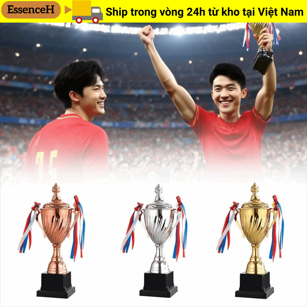 ESSENCEH Cúp Vàng/Bạc/Đồng 35/32/29/40/45/52CM, cúp kim loại kích thước lớn tùy chỉnh, cúp chiến thắng cho đội bóng đá