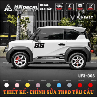 Tem dán xe VF3 - Decal dán xe VF3 MẪU TEM THỂ THAO CÁ TÍNH . 1 bộ dán 2 bên ( mẫu VF3 - 66 )