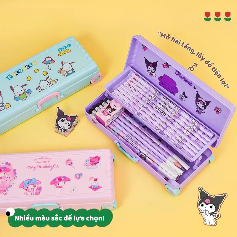 Hộp đựng bút Xe đẩy thiết kế hoạt hình ngộ nghĩnh, nhiều ngăn tiện lợi cho bé gái, dung tích rộng rãi, mẫu mã mới lạ