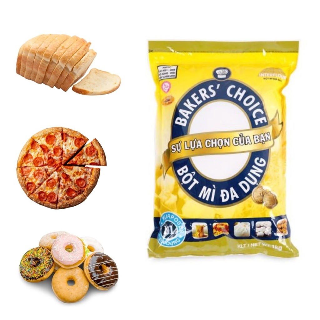 Bột Mì Baker Choice Số 8 11 13 Túi 1kg, Bột Mì Đa Dụng Làm Bánh Mì Bánh Bông Lan Bánh Bao Chuẩn Vị