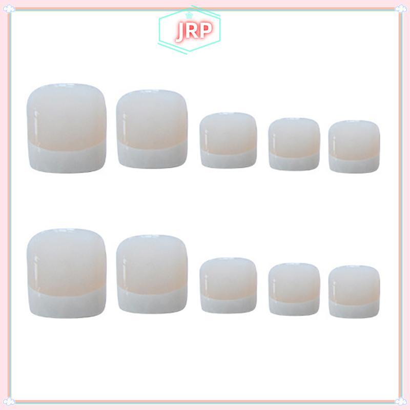 JRP 24 Chiếc Khỏa Thân Bấm Vào Ngón Chân Móng Tay Vuông Ngón Chân Giả Móng Tay Bóng Full Che Ngón Chân Giả Móng Tay Với Pháp Viền Trắng Thiết Kế Dành Cho Nữ JRP