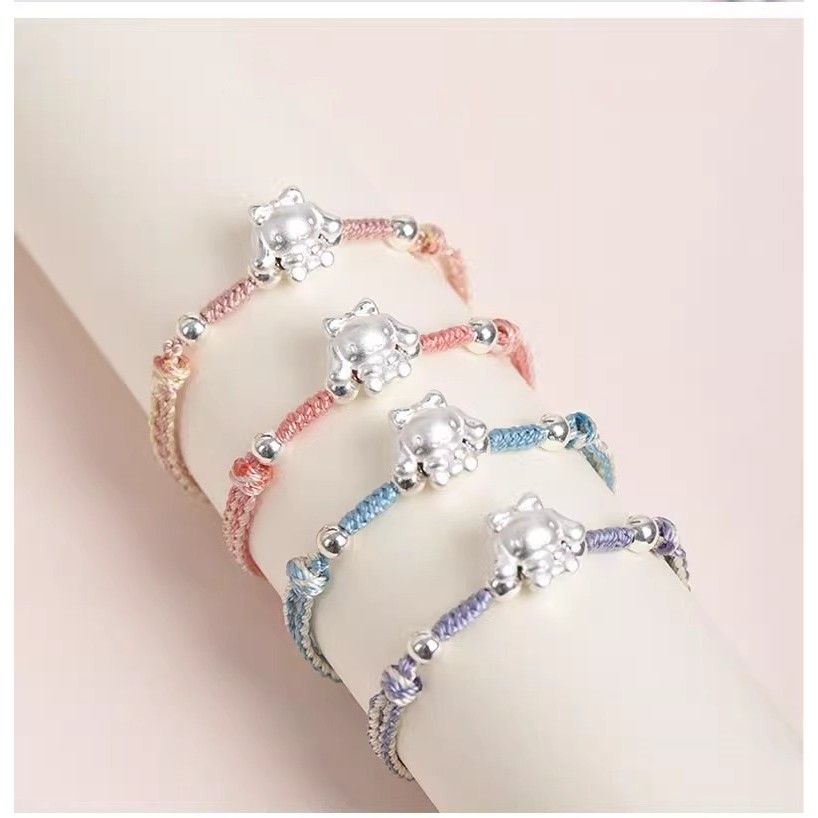 Vòng tay chó quế dễ thương 999 bạc nguyên chất