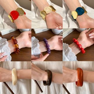 Acrylic hình bầu dục khâu đơn giản, phù hợp với thời trang thường ngày - Vòng tay nữ