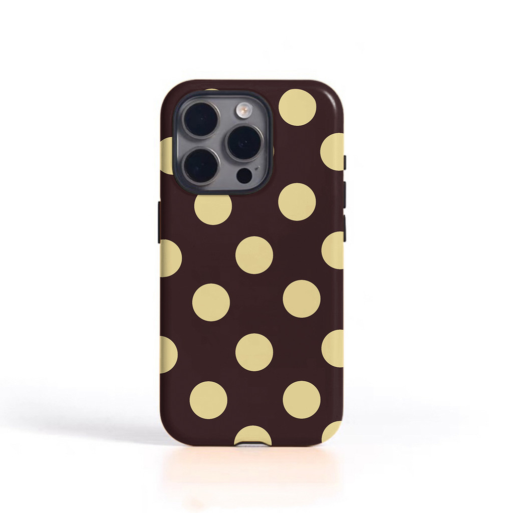 Họa tiết chấm bi màu đen nền màu nâu Thích hợp cho iPhone 17Promax 16Pro 15 11 12 13 14 xs XR 17Air Vỏ cứng hai lớp chống sốc NCNJ