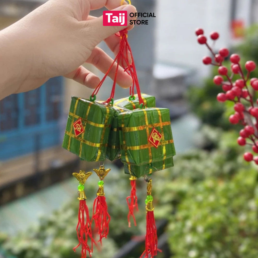 Dây Treo Bánh Chưng Mini, Phụ Kiện Trang Trí Tết Treo Cành Đào Mai