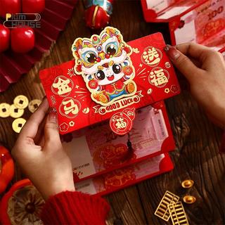PlumHOUSE 2026 Năm Ngựa Gấp Phong Bì Màu Đỏ Sáng Tạo Họa Tiết Hoạt Hình Dụ Phong Bì Đỏ Lễ Hội Mùa Xuân Luy Túi Tiền VN