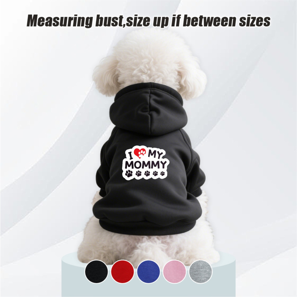 Size S-2XL: Áo nỉ có mũ trùm đầu cho thú cưng, tôi yêu giường và in phông chữ của mẹ, Có sẵn 5 màu. Mềm mại, thoải mái, ấm áp, có thể giặt được bằng máy và phù hợp cho tất cả các giống chó nhỏ.