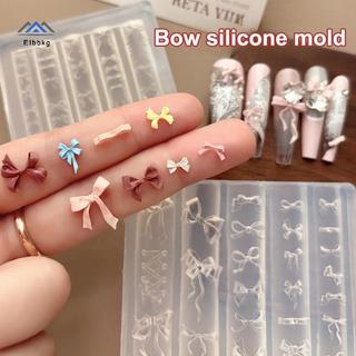 ELBBKG 3D Ruy Băng Nơ Hình Khuôn Dập Stencils UV Gel Ba Lan Khuôn Nghệ Thuật Silicon Khắc Khuôn DIY Thiết Kế Móng Tay Charm Trang Trí Mới