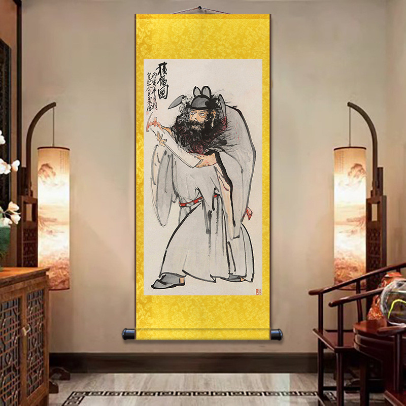 Zhong Kui Fu Ma Thuật Chân Dung Lối Vào Ais Cuộn Tranh Tiền May Mắn Tranh Trung Quốc Phòng Khách Lụa Tranh Trang Trí 26.1.19