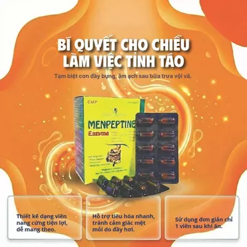 Men Tiêu Hóa Menpeptine Chính Hãng Hệ Đa Enzyme Lipase Amylase Immunepath-IP Hỗ Trợ Tiêu Hóa Giảm Đầy Bụng Ợ Chua
