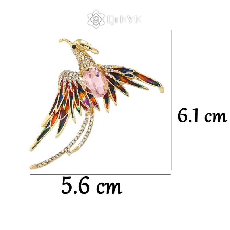 QrhYK Pha Lê Men Phượng Hoàng Chim Thổ Cẩm Động Vật Pin Dành Cho Nữ 5 Màu Men Bay Làm Đẹp Chim Đảng Văn Phòng Cài Áo Quà Tặng Mới