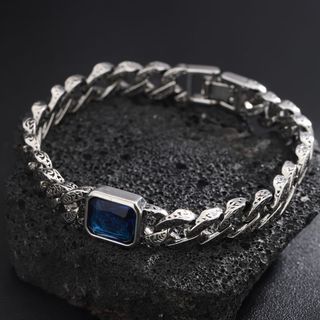 Nam Đồng Hồ Cuba-Link Đá Sapphire Cao Cấp - Thời Trang