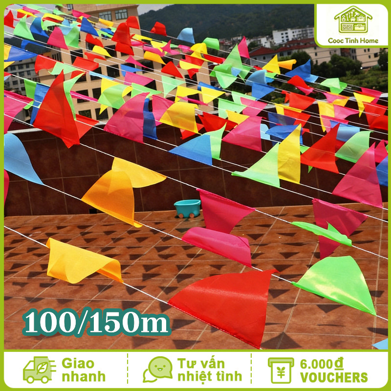 100/150 m cờ dây trang trí/cờ tam giác/cờ trang trí/cờ lướt cờ tam giác/ngày cờ trang trí/ngày cờ cờ tổ quốc -