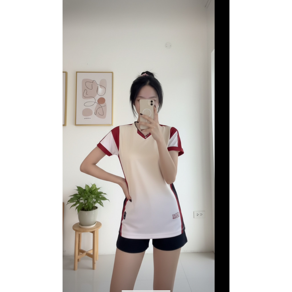 Bộ Quần Áo Bóng Chuyền Nam/Nữ A.mac KEM ,Đồ Bóng Chuyền Áo Thể Thao Chất Vải Mè Co Giãn , Có in Tên Số