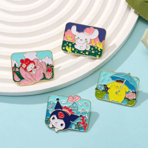 Kuromi Pompomurin Ngoại Vi Sáng Tạo Hoạt Hình Kim Loại Huy Hiệu Trâm Quà Tặng Sinh Nhật gift