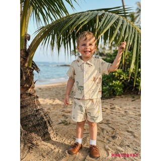 MG-Toddler Trang Phục Mùa Hè Cho Bé Khủng Long / Lá / Cây Dừa In Nút Xuống Cổ Áo Sơ Mi Tay Ngắn Và Quần Short Bộ 2 Chiếc