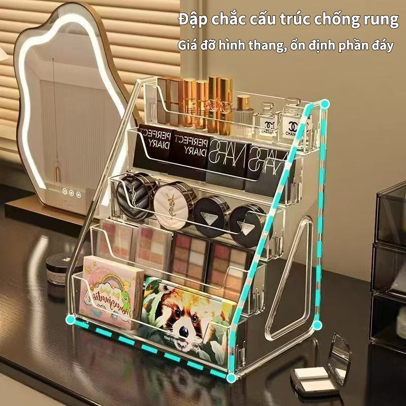 Kệ Đựng Mỹ Phẩm Nhiều Tầng Bằng Acrylic Trong Suốt - Thiết Kế Bậc Thang Để Nước Hoa, Son Môi, Trang Trí Bàn Trang Điểm