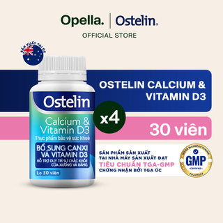 Bộ 4 Thực Phẩm Bảo Vệ Sức Khỏe Ostelin Calcium & Vitamin D3 Duy Trì Chắc Khỏe Xương và Răng 30 viên