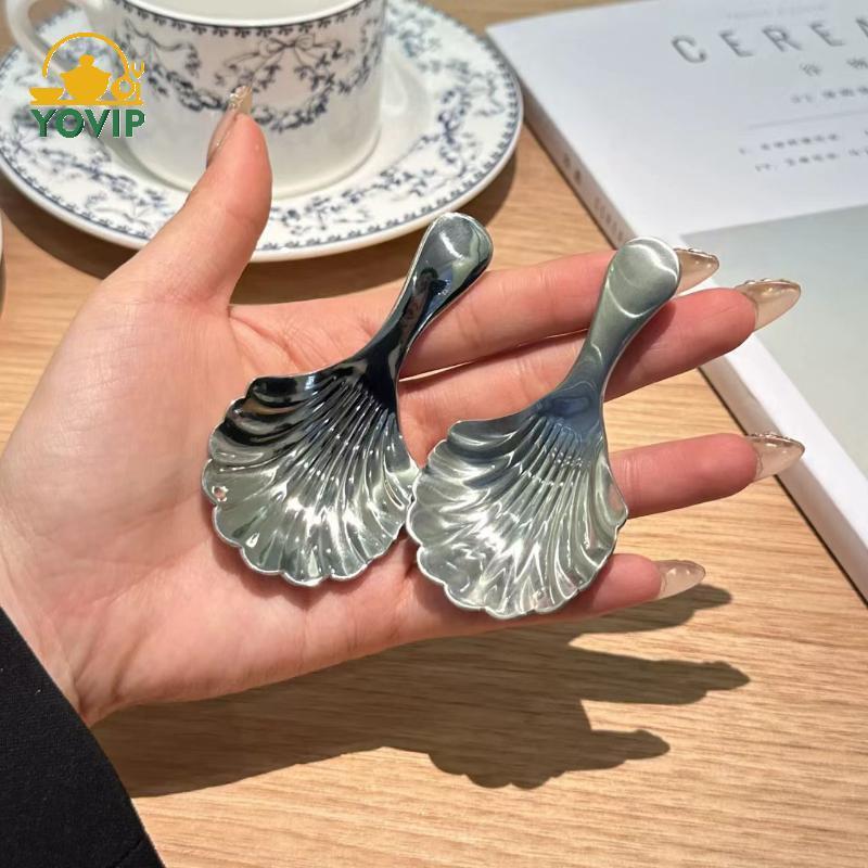 YOVIP 1 / 2 / 3 Vỏ Thìa Trà Inox Khuấy Sundae Cà Phê Trà Thìa Tráng Miệng Khuấy Đồ Dùng Cà Phê Mini Cà Phê VN
