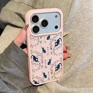 Bút ngắn mèo dễ thương cho iPhone 17Air16promax trường hợp iPhone 15plus mới 14 lỗ lớn 1312
