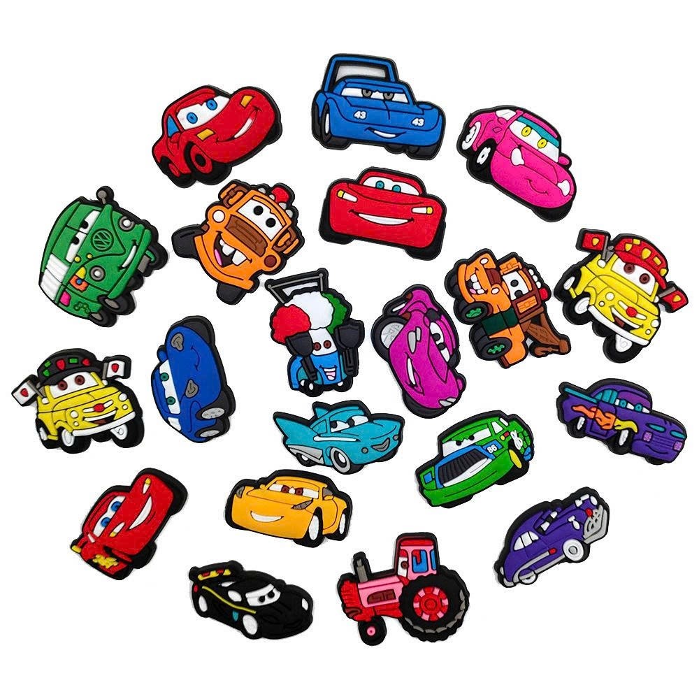 Charm gắn dép : Xe hơi họạt hình - Full bộ 20 chi tiết siêu hot hit- sẵn nút gắn - Charm oto gắn dép- Sticker oto