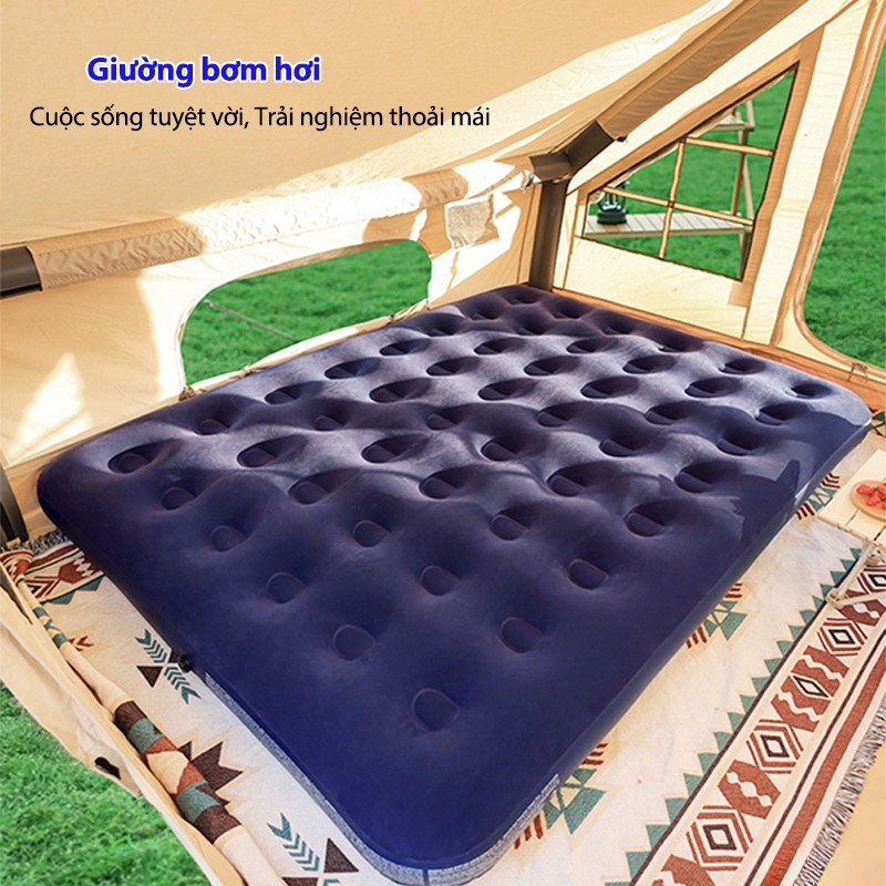 Nệm Hơi Cao Cấp Kèm Bơm Điện - Đệm Hơi Đơn Đôi Gấp Gọn Đa Năng, Dùng Trong Nhà Ngoài Trời Cho Cắm Trại, Văn Phòng
