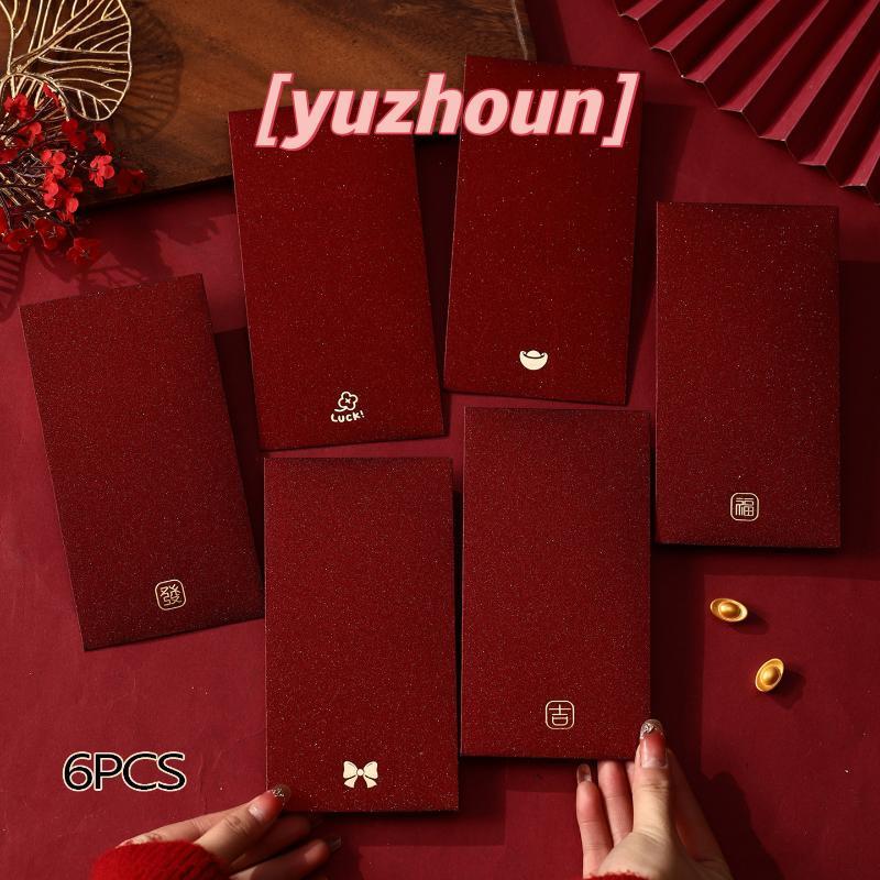 [yuzhoun] 6 Cái / Pa 2026 Túi Phong Bì Màu Đỏ Đơn Giản Đa Năng Năm Mới Lễ Hội Mùa Xuân Trẻ Em Luy Tiền Phong Bì Sinh Nhật Cưới Đỏ Paet