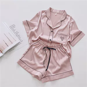 Bộ Đồ Ngủ Tay Ngắn Nữ Ice Silk Phong Cách Mỏng Học Sinh Rời Kích Thước Lớn Dễ Thương Homewear Hai Mảnh Phù Hợp Với Mùa Xuân Thu Hè