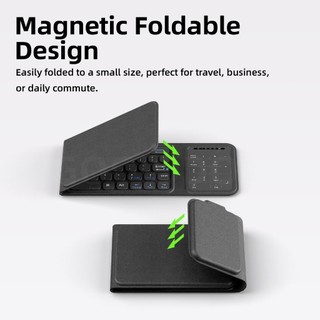 Bàn phím cảm ứng gập Goojodoq, bàn phím di động đa năng, kết nối Bluetooth 3 thiết bị